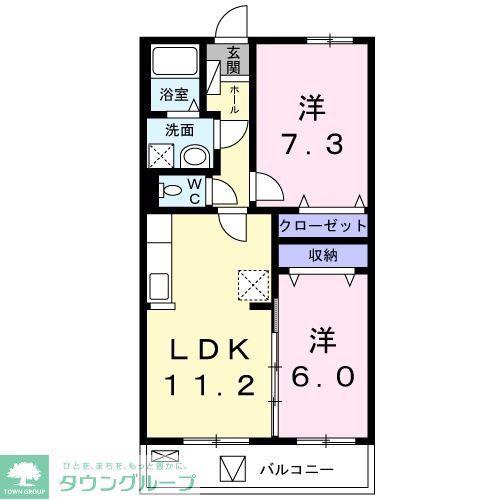 N.南流山(2LDK/2階)の間取り写真