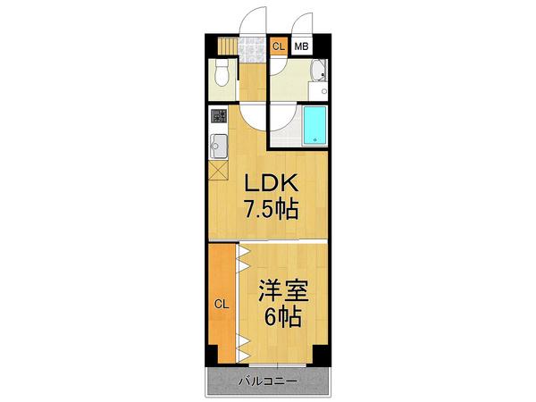 甲東園さくらいマンション(1LDK/2階)の間取り写真