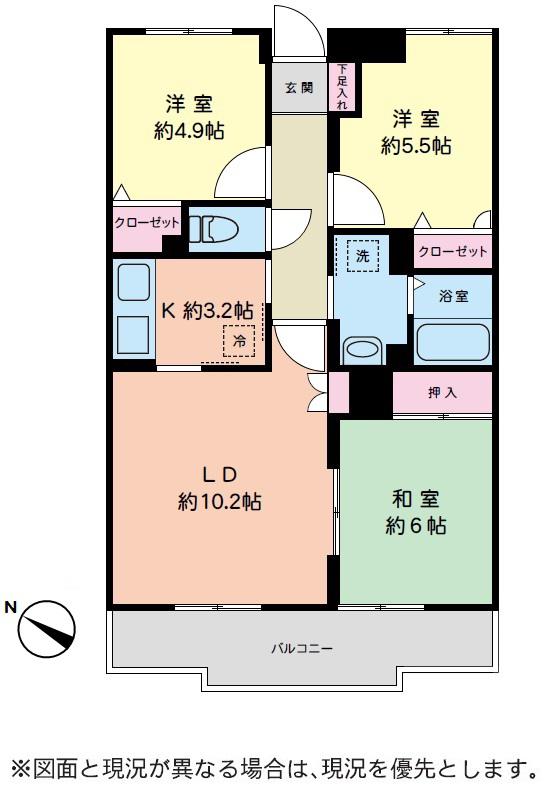 ロアジール船橋(3LDK/2階)の間取り写真