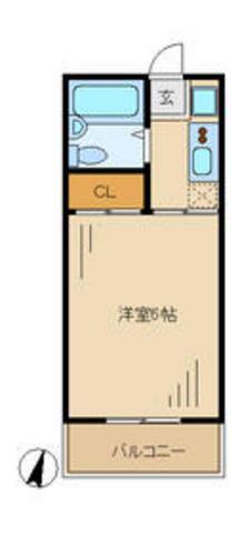 パークハイツ中島I(1K/2階)の間取り写真