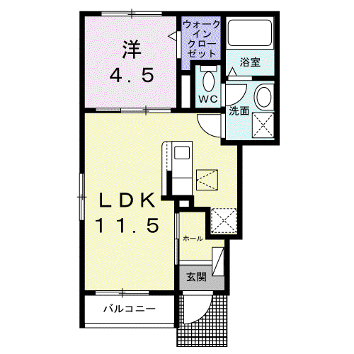 グリーンパーク セレノ(1LDK/1階)の間取り写真