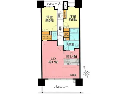 ザ・パークハウス茅ヶ崎(2LDK/11階)の間取り写真