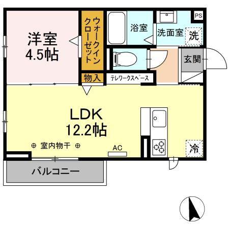 ウィステリアムーン(1LDK/2階)の間取り写真