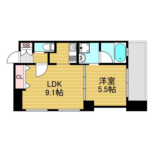 アーバンフラッツ西中島(1LDK/11階)の間取り写真