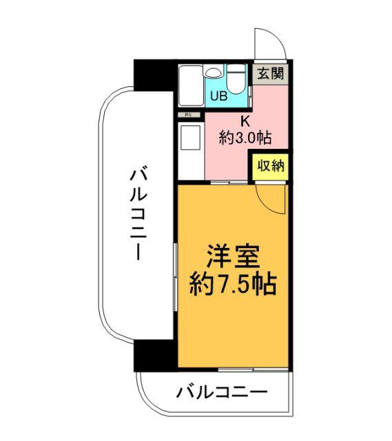 第55東白島ビル(1K/2階)の間取り写真