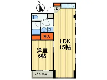 クレセント船橋(1LDK/2階)の間取り写真