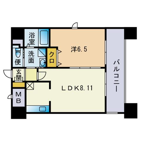 CASSIA博多イースト(1LDK/2階)の間取り写真
