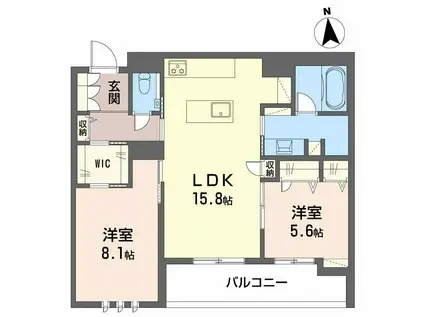 GREEN FOREVER 桜山(2LDK/2階)の間取り写真