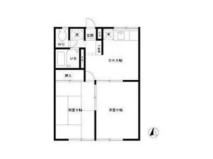 リメイズむさしの(2DK/1階)の間取り写真