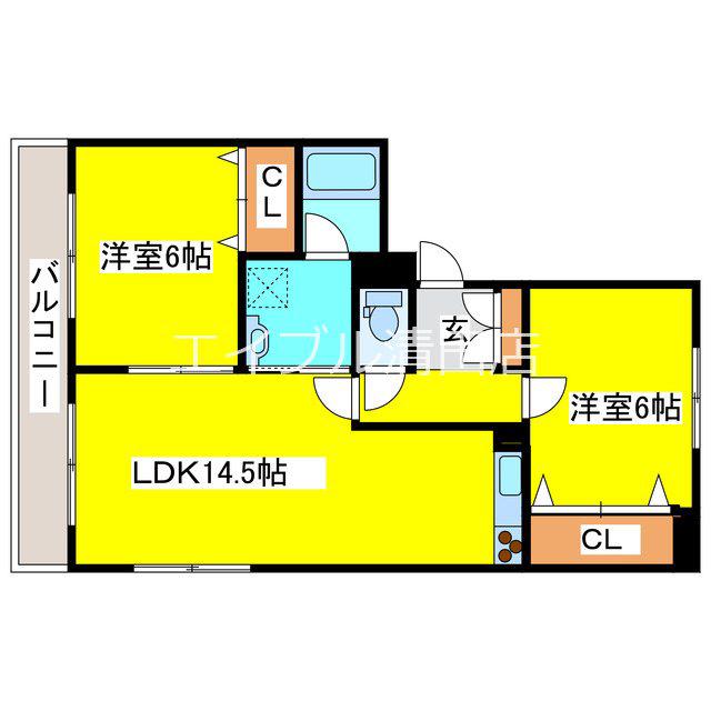 ノースメイプル(2LDK/4階)の間取り写真