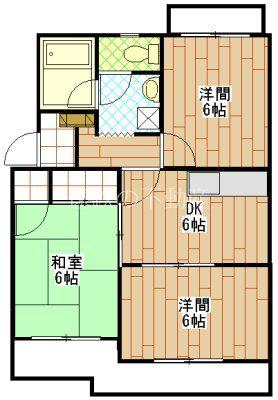 マンションサザンII(3DK/3階)の間取り写真