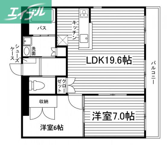 アスティ学南町(2LDK/1階)の間取り写真
