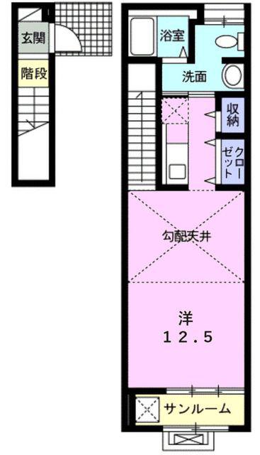 ベル フィオーレ(ワンルーム/2階)の間取り写真