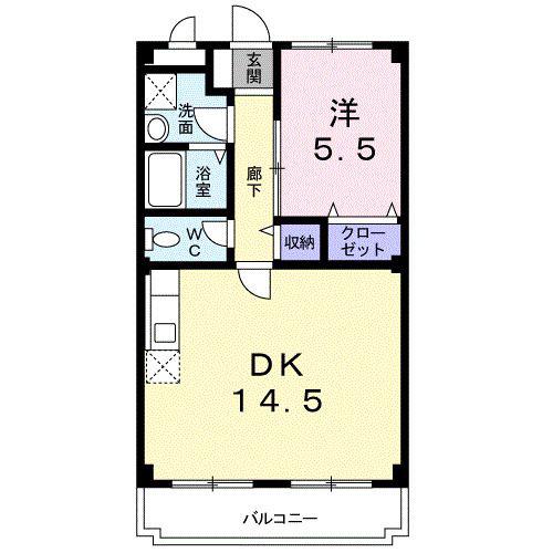 ハミングバートII(1LDK/2階)の間取り写真