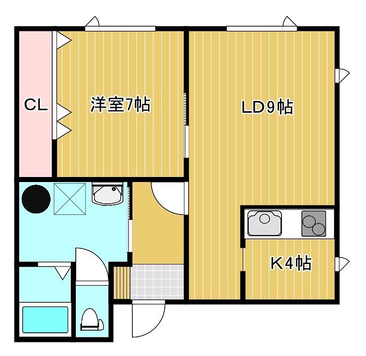 北進町 進和ハイツ6(1LDK/1階)の間取り写真