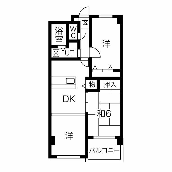 シャトー三和青山(2LDK/3階)の間取り写真