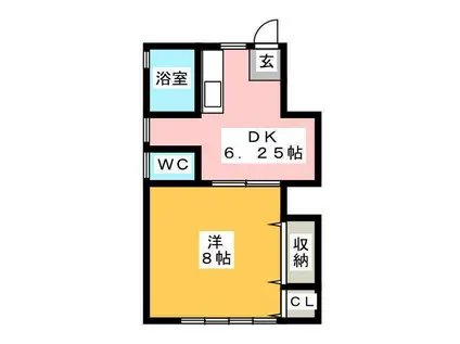ハイム俊月(1DK/1階)の間取り写真