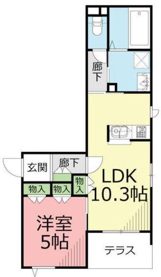 クレイドル湘南(1LDK/2階)の間取り写真