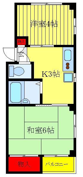 パレス内田2号館(2K/4階)の間取り写真