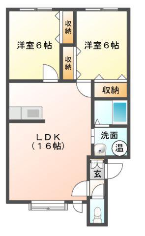 Mハイツ美園5(2LDK/2階)の間取り写真