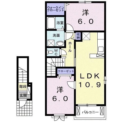 ルミナス・メゾンII(2LDK/2階)の間取り写真