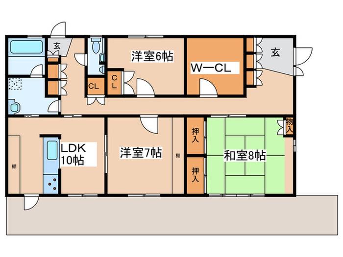 ミルヴェール(3LDK/1階)の間取り写真