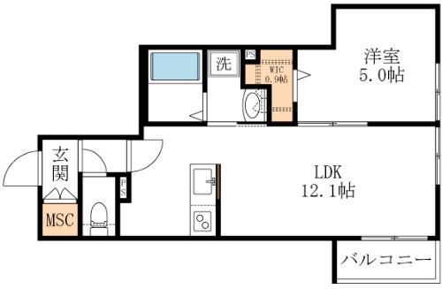 習志野台レジデンス(1LDK/2階)の間取り写真