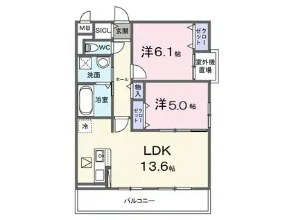 コスモステラス ウエスト(2LDK/1階)の間取り写真