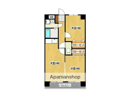 アコール室見(2LDK/3階)の間取り写真