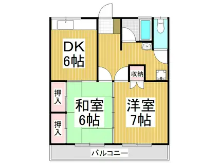 下平コーポ(2DK/1階)の間取り写真