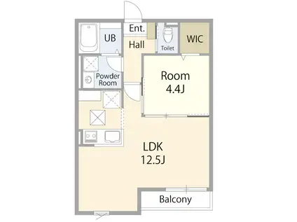 ルピナスII(1LDK/1階)の間取り写真