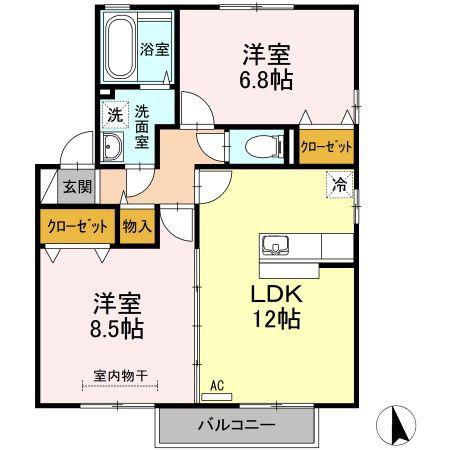 ファミール南昭和(2LDK/2階)の間取り写真