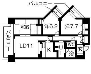 井清寿マンション(3LDK/6階)の間取り写真