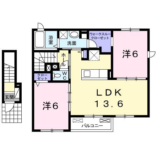 ボヌ-ル・デュオ(2LDK/2階)の間取り写真