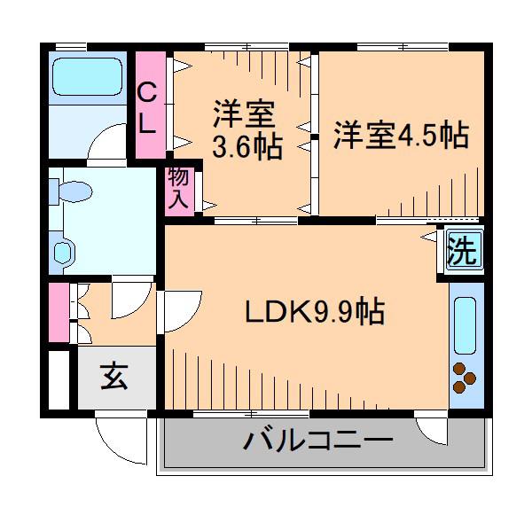 ラハイナコート21(2LDK/2階)の間取り写真