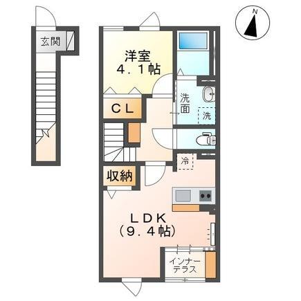 シリウス(1LDK/2階)の間取り写真