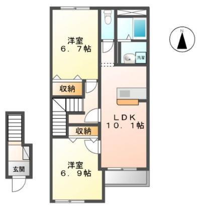 ペットピア春日(2LDK/2階)の間取り写真