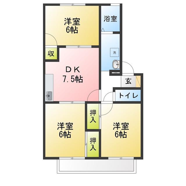 コージコートサクラB棟(3DK/1階)の間取り写真