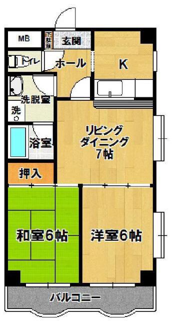 LA GRAND SIX(2LDK/2階)の間取り写真