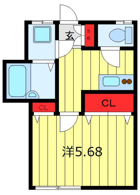 エスポアI(1K/2階)の間取り写真