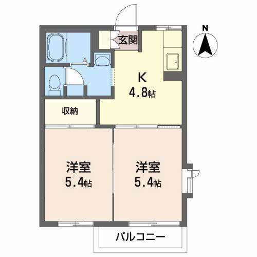 プレステージ川岸E(2K/1階)の間取り写真