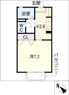 メゾンリベールB(1K/2階)の間取り写真