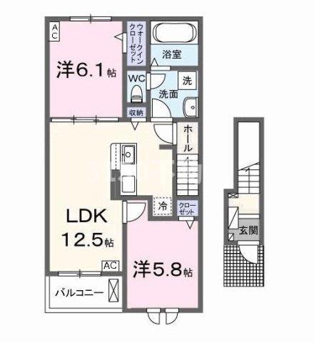 エス ウィステリア I(2LDK/2階)の間取り写真