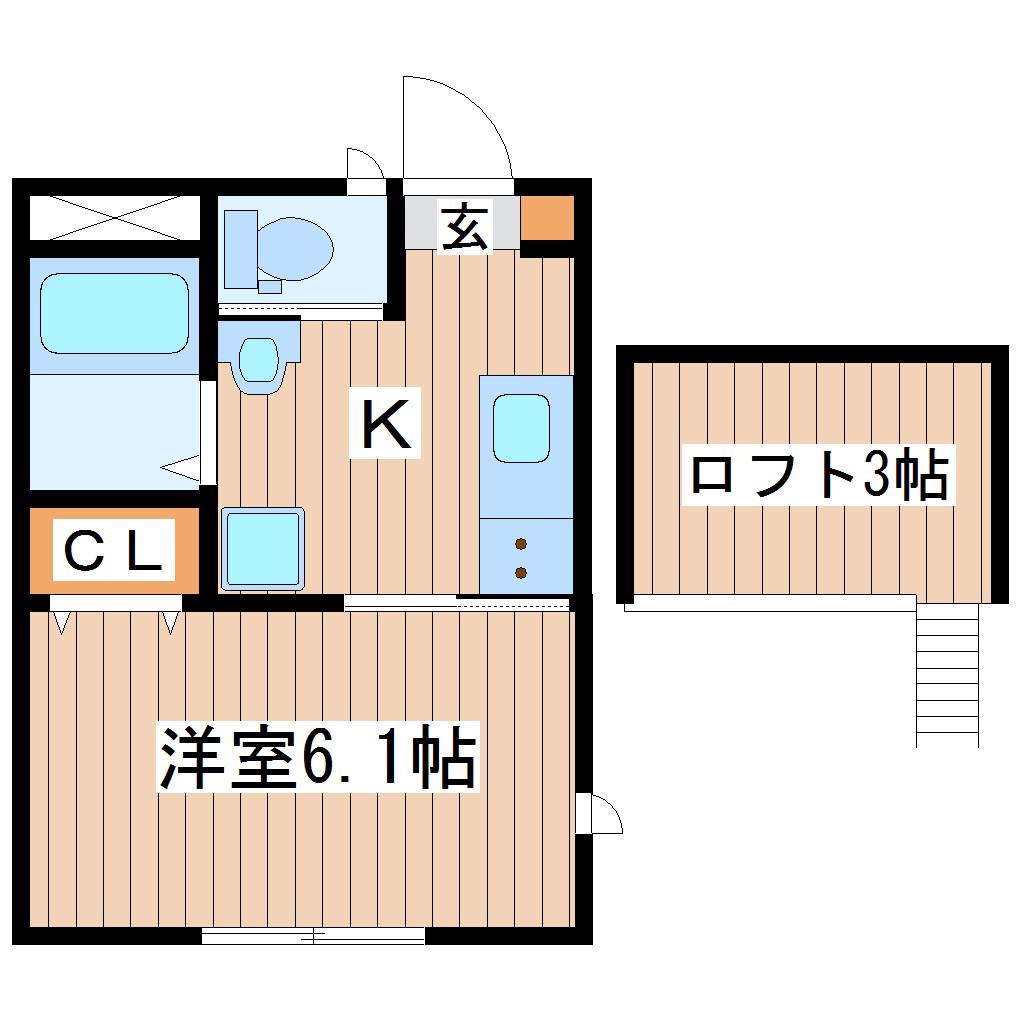 シャリオ北山(1K/2階)の間取り写真