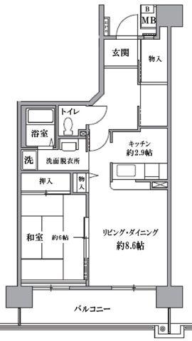 TS GARDEN 清瀬(1LDK/9階)の間取り写真
