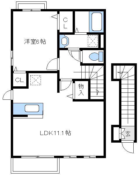 ボナフォルトゥーナ(1LDK/2階)の間取り写真
