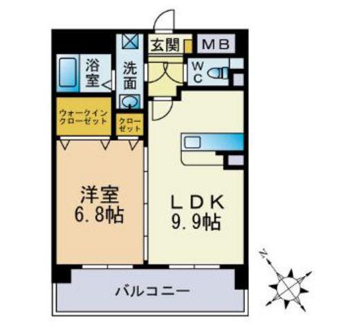 ドミール箱崎MⅢ(1LDK/3階)の間取り写真