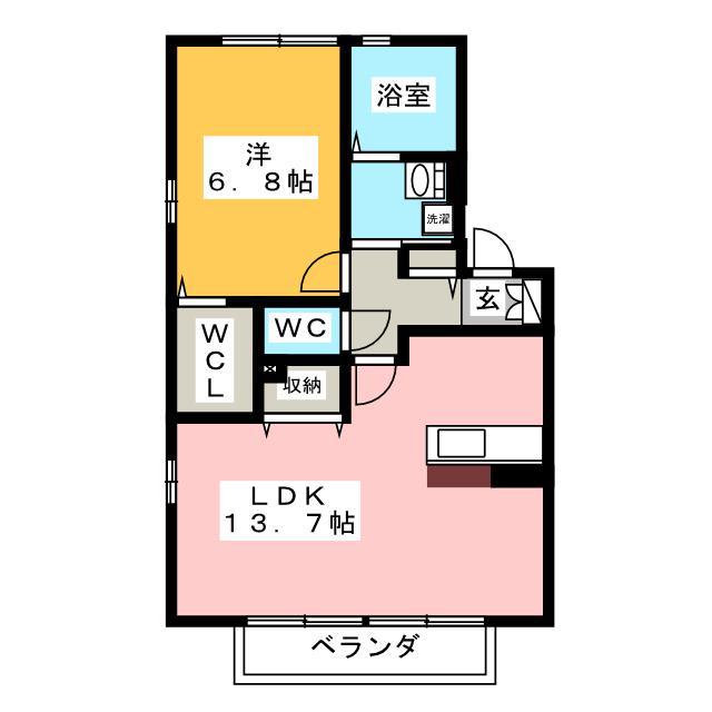 メゾンリード(1LDK/2階)の間取り写真