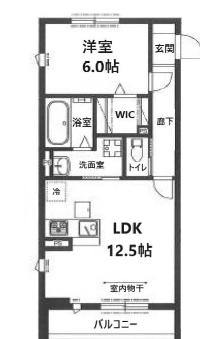 ディアコートうれし野(1LDK/1階)の間取り写真