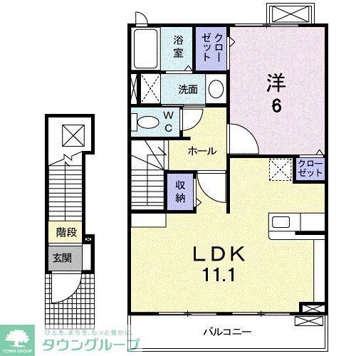 ファイン・ロイテ S・K(1LDK/2階)の間取り写真